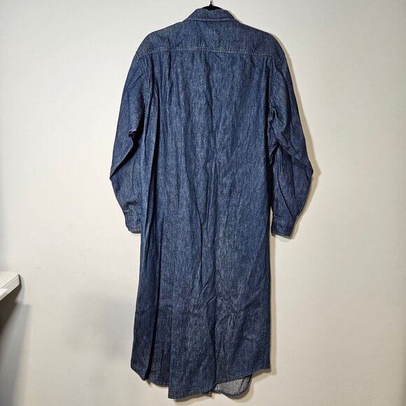 Lands End Womens Denim Button Down Shirt Dress Size Lg 100% Cotton Made In USA - Picture 7 of 8